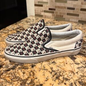 Vans Slip-On Hello Kitty Shoes with Black, White, and Red Design